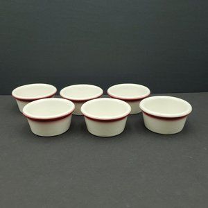 Sexton McNicol China Ramekins Custard Cups Maroon Band Restaurant Ware